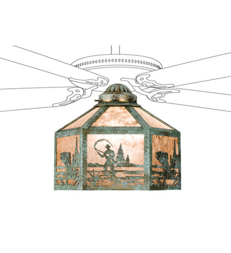 Meyda Tiffany 22344 One Light Fan Light Shade, Verdigris