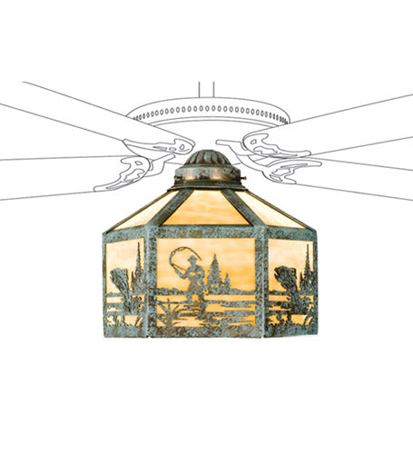Meyda Tiffany 22345 One Light Fan Light Shade, Verdigris