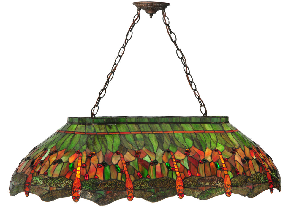 Meyda Tiffany 28522 Six Light Oblong Pendant, Oranger Red Green