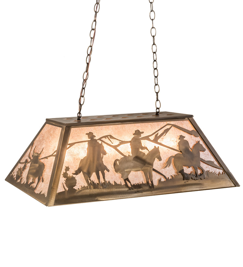 Meyda Tiffany 31362 Six Light Oblong Pendant, Antique Copper