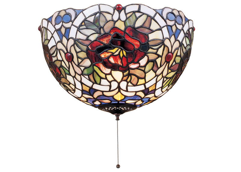 Meyda Tiffany 38678 Three Light Flushmount, Beige Burgundy Ca