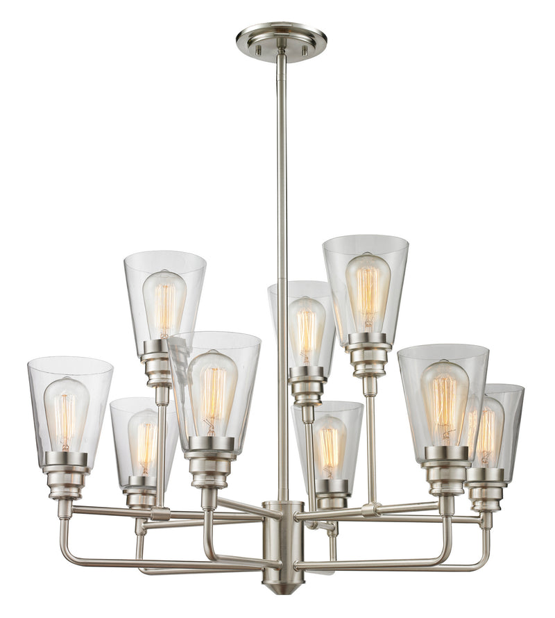 Z-Lite 428-9-BN Nine Light Chandelier, Brushed Nickel