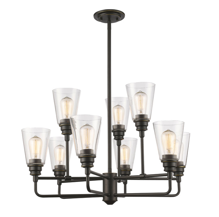 Z-Lite 428-9-OB Nine Light Chandelier, Olde Bronze