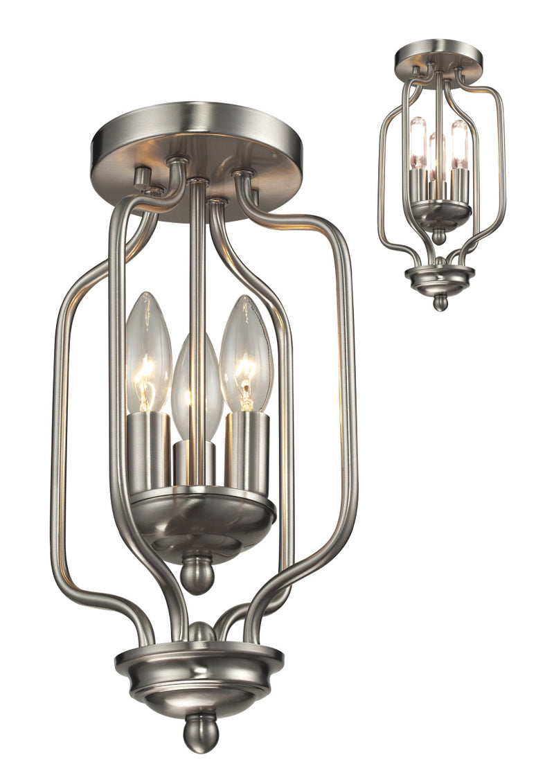 Z-Lite 434-14-BN Three Light Flush Mount, Brushed Nickel