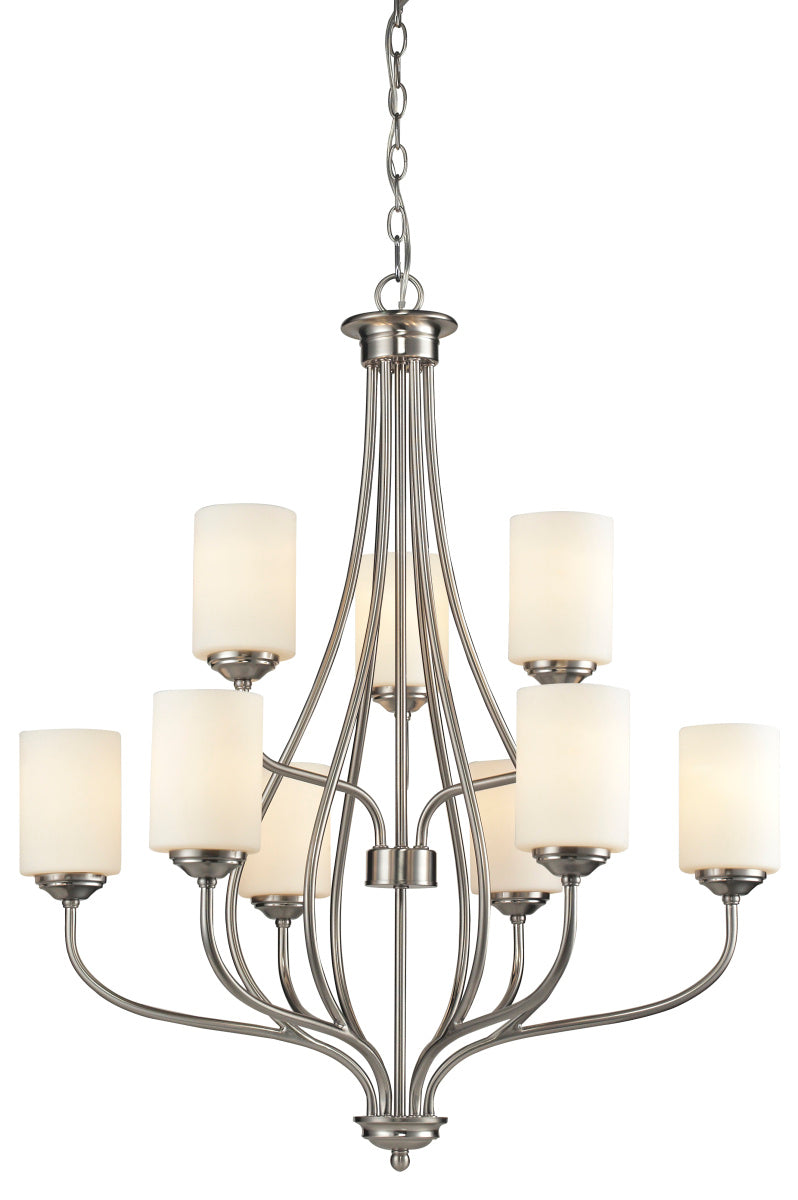 Z-Lite 434-9-BN Nine Light Chandelier, Brushed Nickel