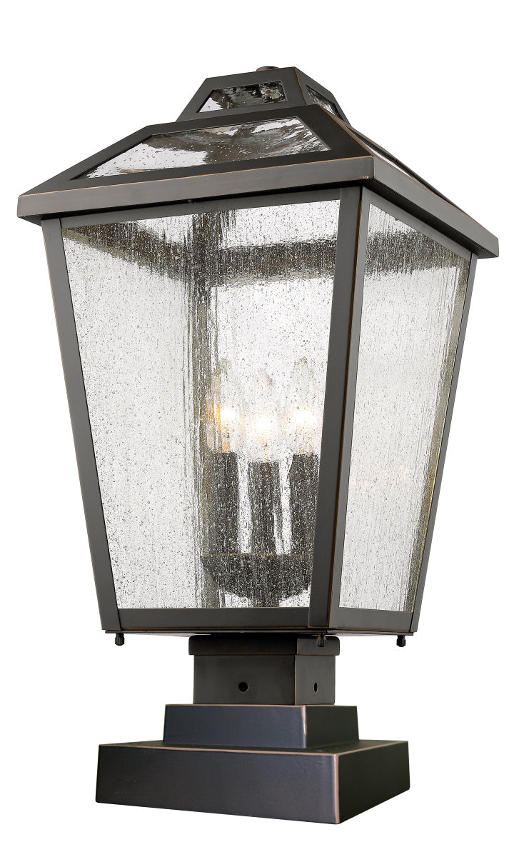Z-Lite 539PHBS-SQPM-ORB Three Light Outdoor Pier Mounted Fixture, Oil Rubbed Bronze