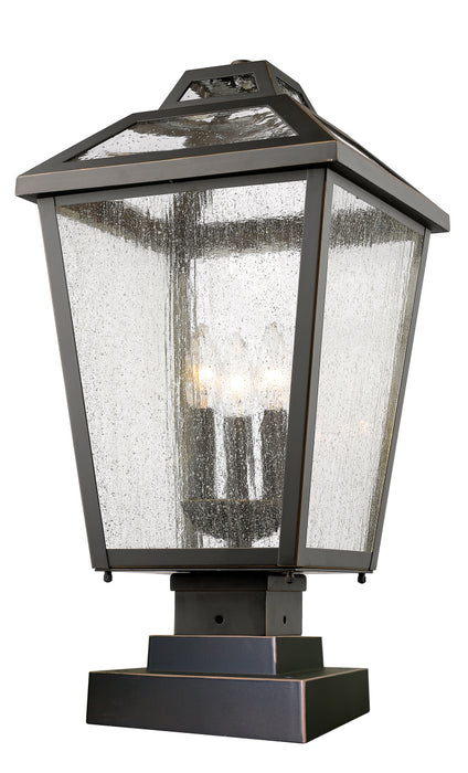 Z-Lite 539PHBS-SQPM-ORB Three Light Outdoor Pier Mounted Fixture, Oil Rubbed Bronze
