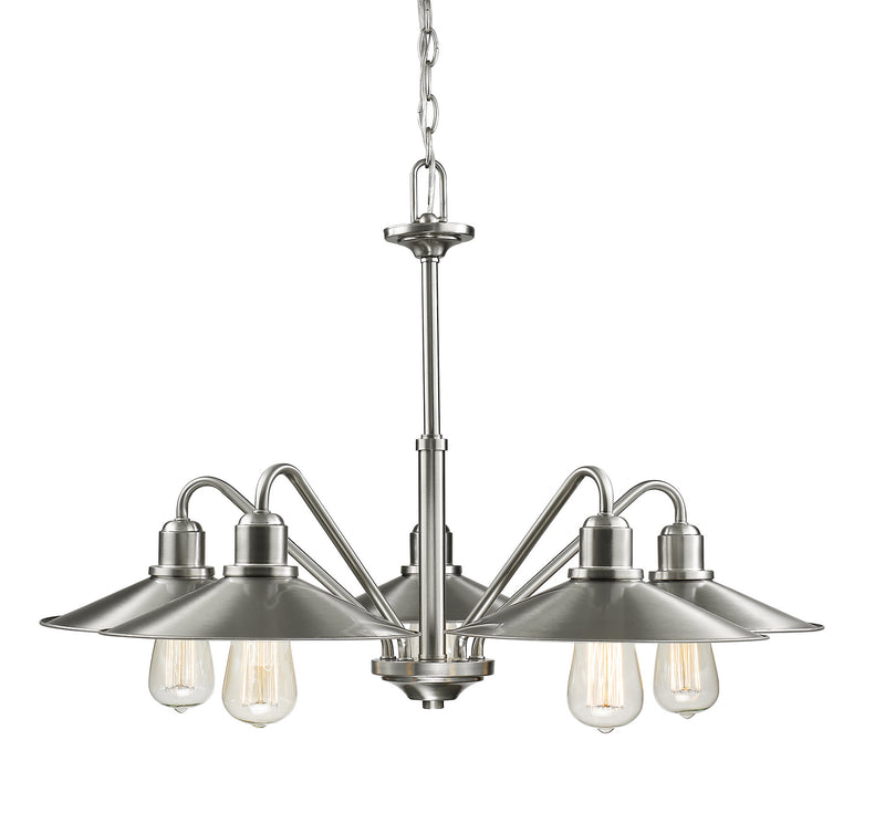 Z-Lite 613-5-BN Five Light Chandelier, Brushed Nickel