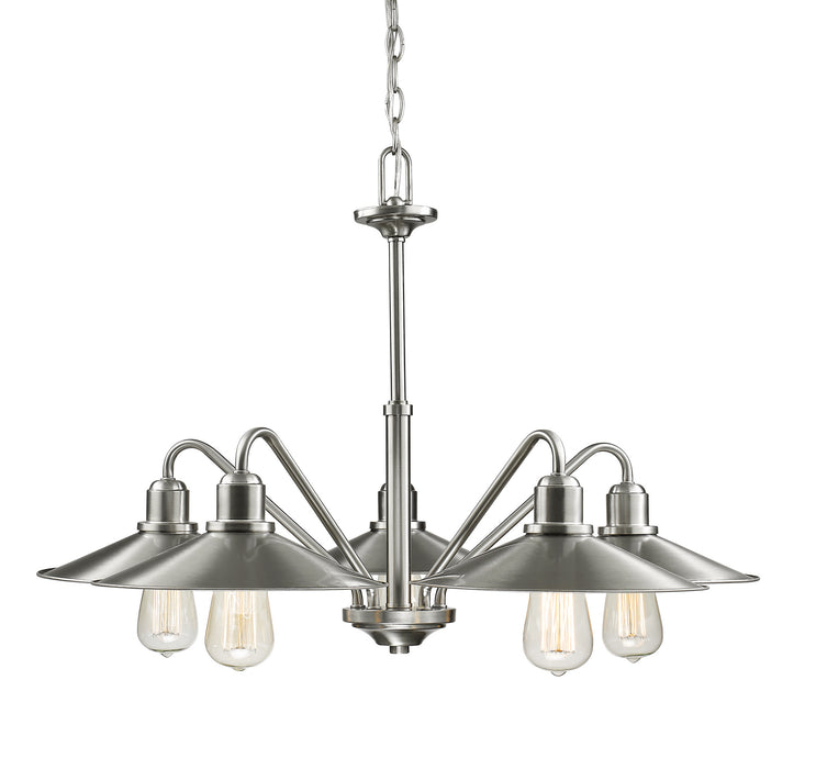 Z-Lite 613-5-BN Five Light Chandelier, Brushed Nickel