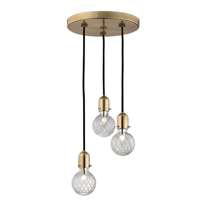 Hudson Valley 1103-AGB Three Light Pendant, Aged Brass