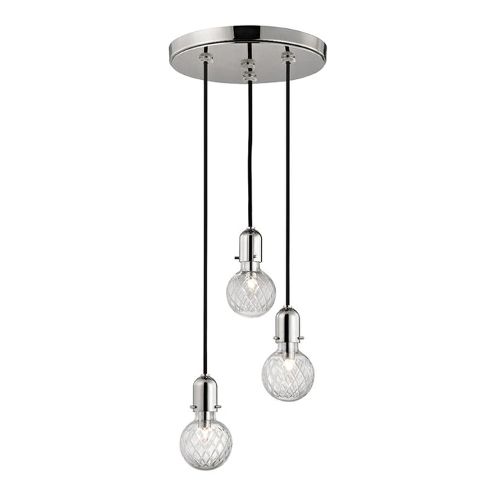Hudson Valley 1103-PN Three Light Pendant, Polished Nickel