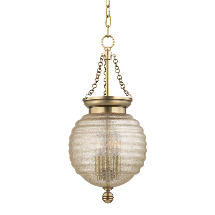 Hudson Valley 3210-AGB Three Light Pendant, Aged Brass