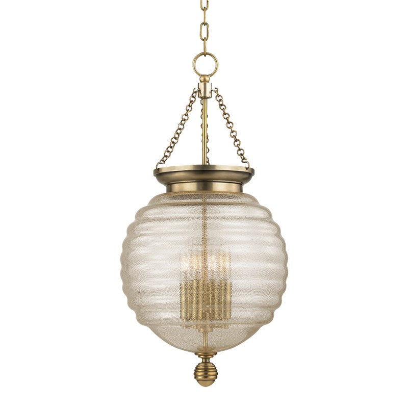 Hudson Valley 3214-AGB Four Light Pendant, Aged Brass
