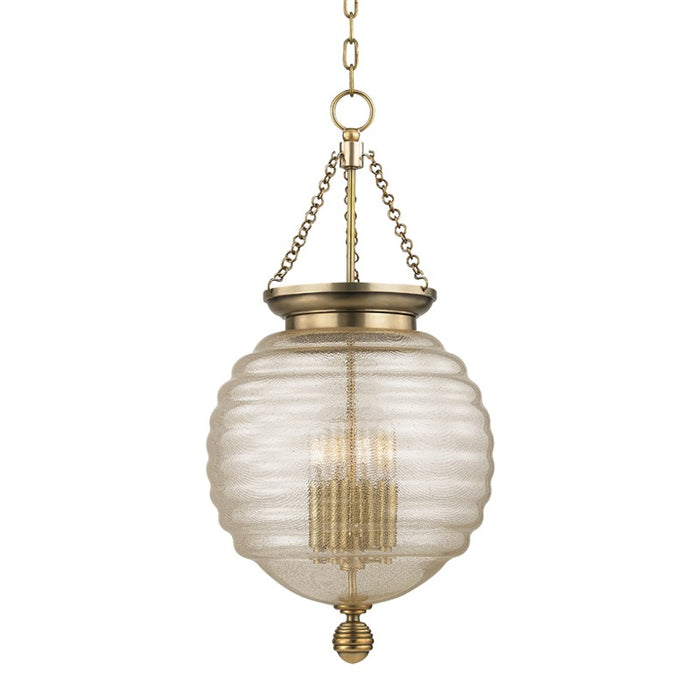 Hudson Valley 3214-AGB Four Light Pendant, Aged Brass