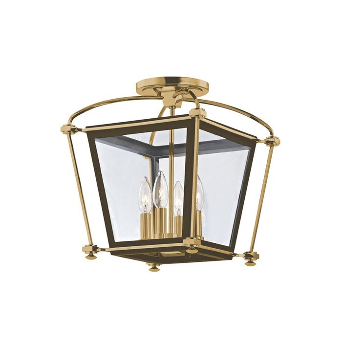 Hudson Valley 3610-AGB Four Light Semi Flush Mount, Aged Brass