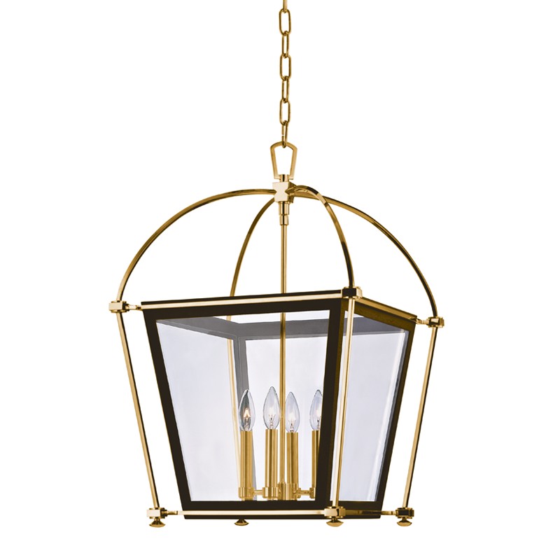 Hudson Valley 3618-AGB Four Light Lantern, Aged Brass