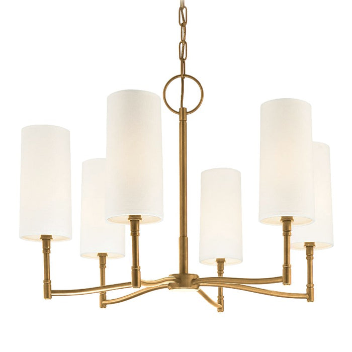 Hudson Valley 366-AGB Six Light Chandelier, Aged Brass
