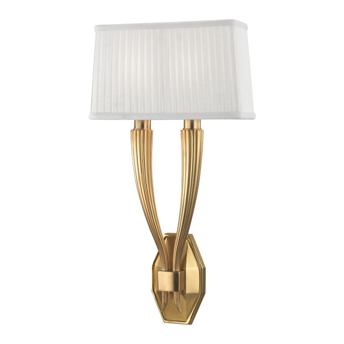 Hudson Valley 3862-AGB Two Light Wall Sconce, Aged Brass