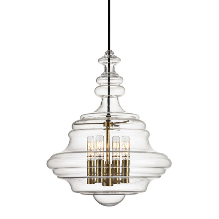 Hudson Valley 4016-AGB Four Light Lantern, Aged Brass