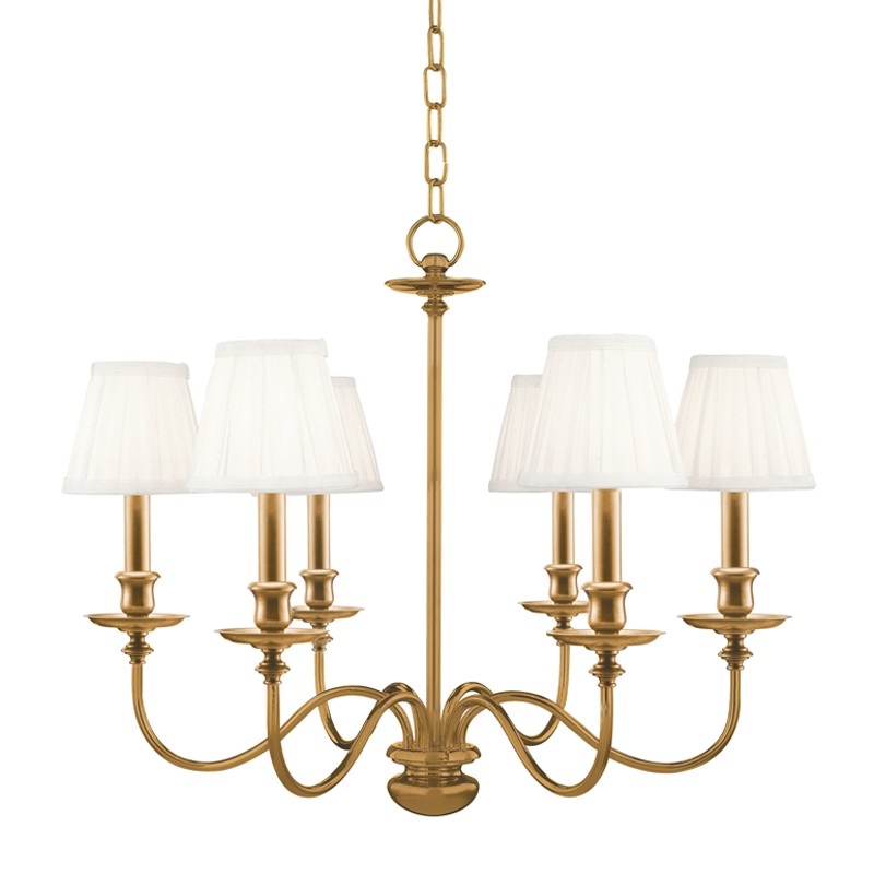 Hudson Valley 4036-AGB Six Light Chandelier, Aged Brass