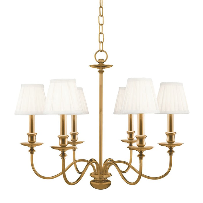 Hudson Valley 4036-AGB Six Light Chandelier, Aged Brass