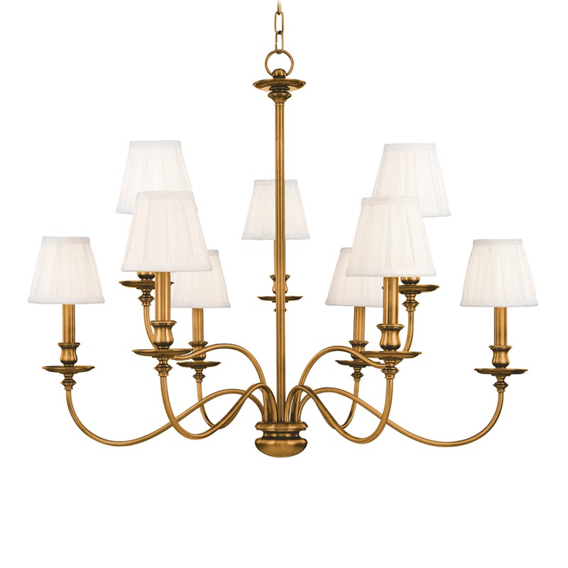 Hudson Valley 4039-AGB Nine Light Chandelier, Aged Brass