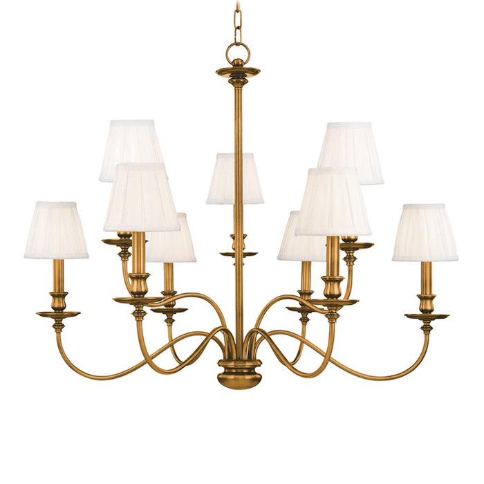 Hudson Valley 4039-AGB Nine Light Chandelier, Aged Brass