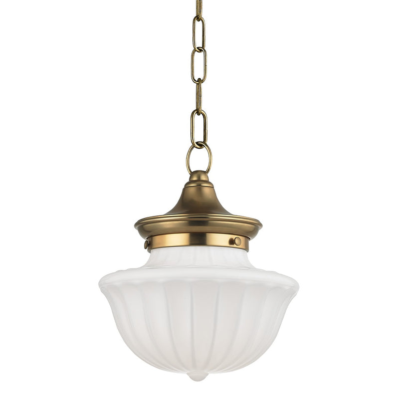 Hudson Valley 5009-AGB One Light Pendant, Aged Brass