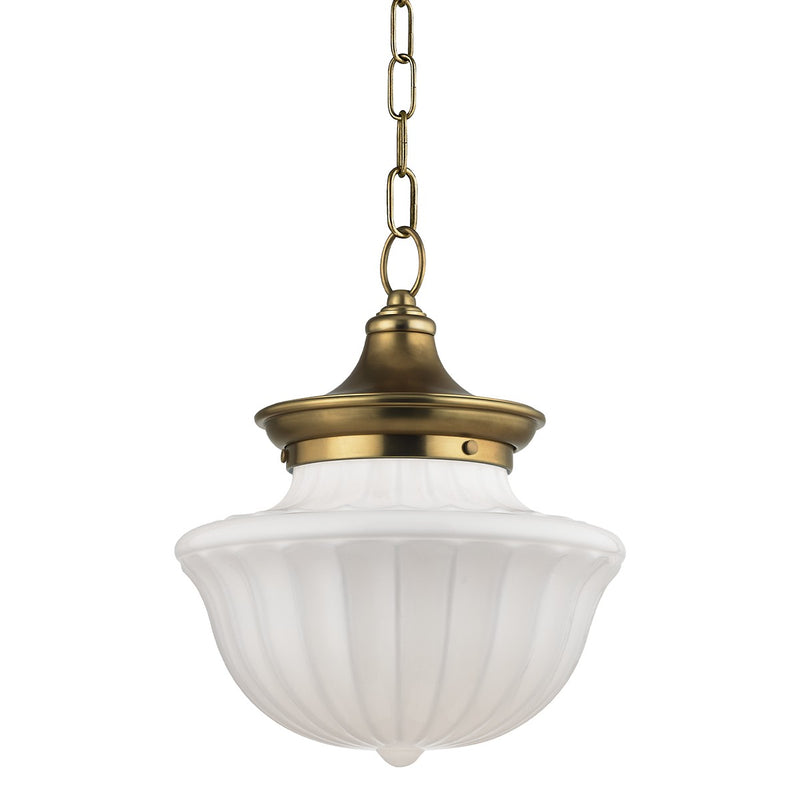 Hudson Valley 5012-AGB One Light Pendant, Aged Brass
