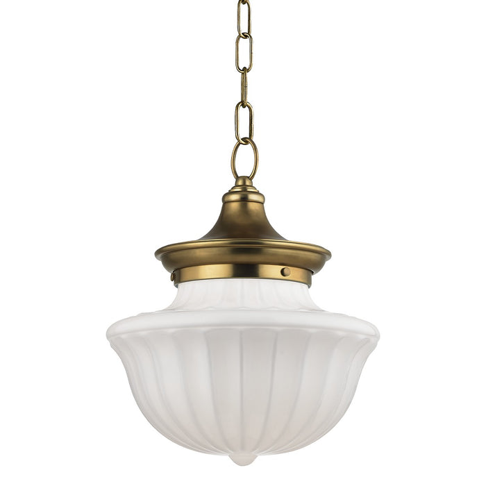 Hudson Valley 5012-AGB One Light Pendant, Aged Brass