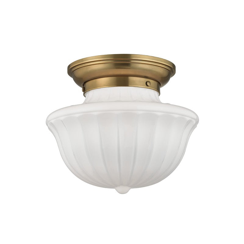 Hudson Valley 5012F-AGB One Light Flush Mount, Aged Brass