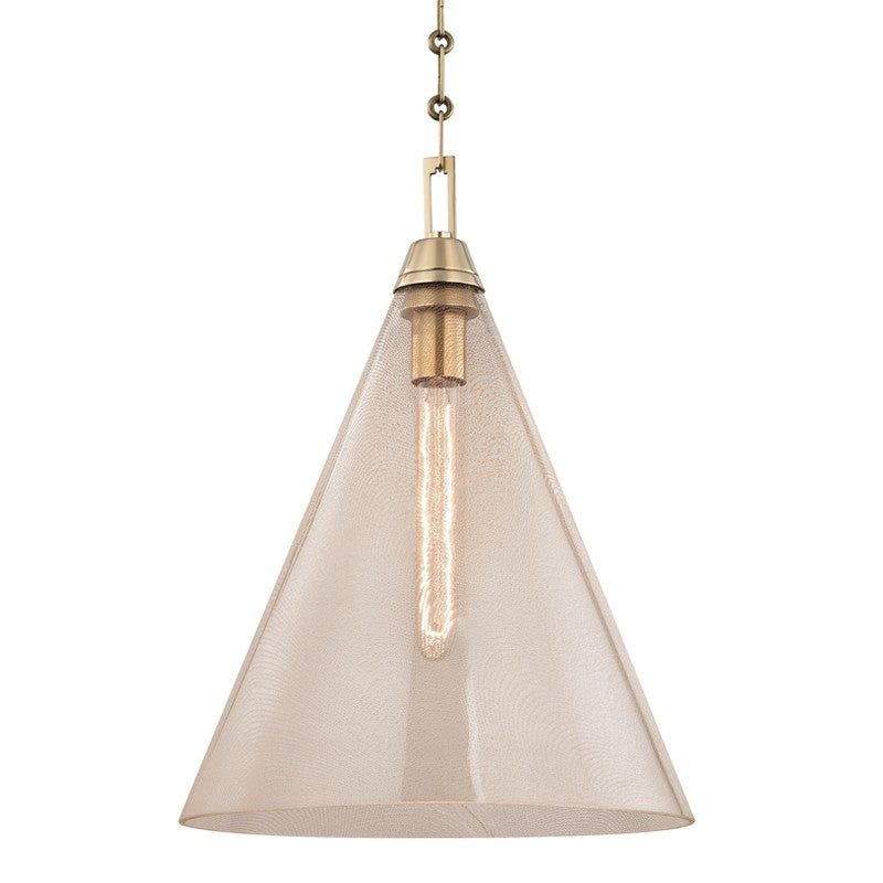 Hudson Valley 6014-AGB One Light Pendant, Aged Brass