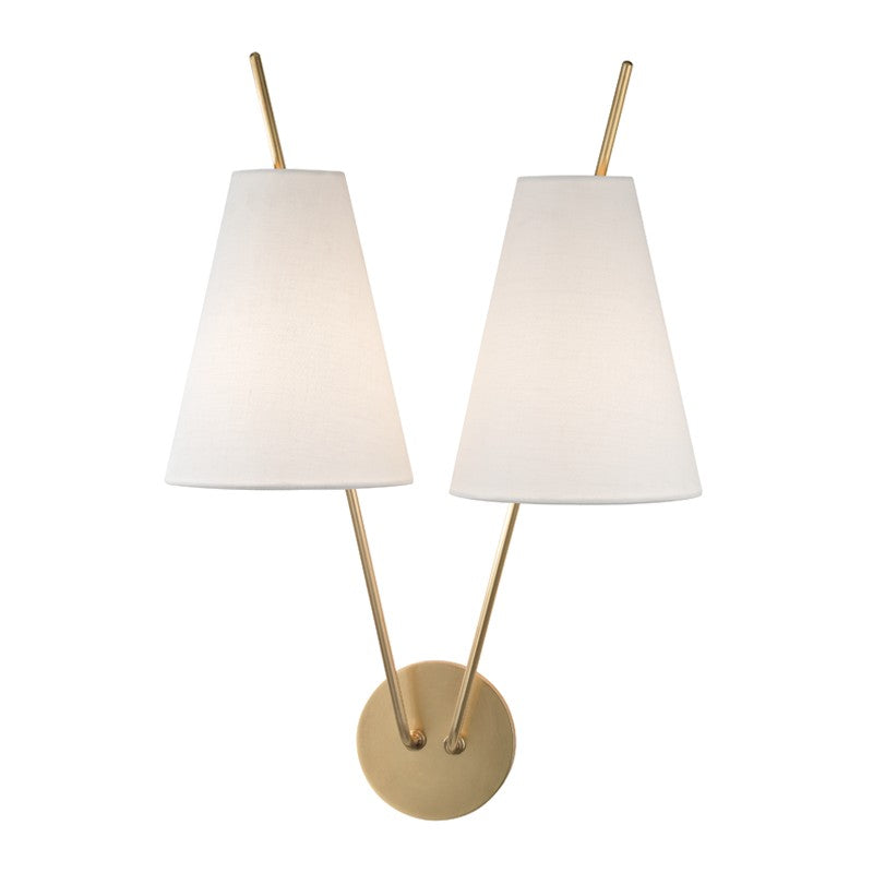 Hudson Valley 6322-AGB Two Light Wall Sconce, Aged Brass