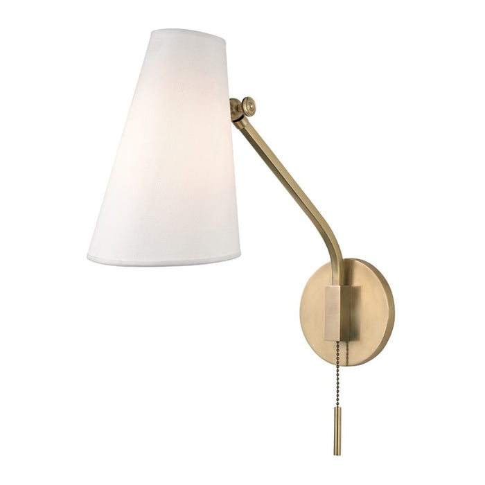 Hudson Valley 6341-AGB One Light Swing Arm Wall Sconce, Aged Brass