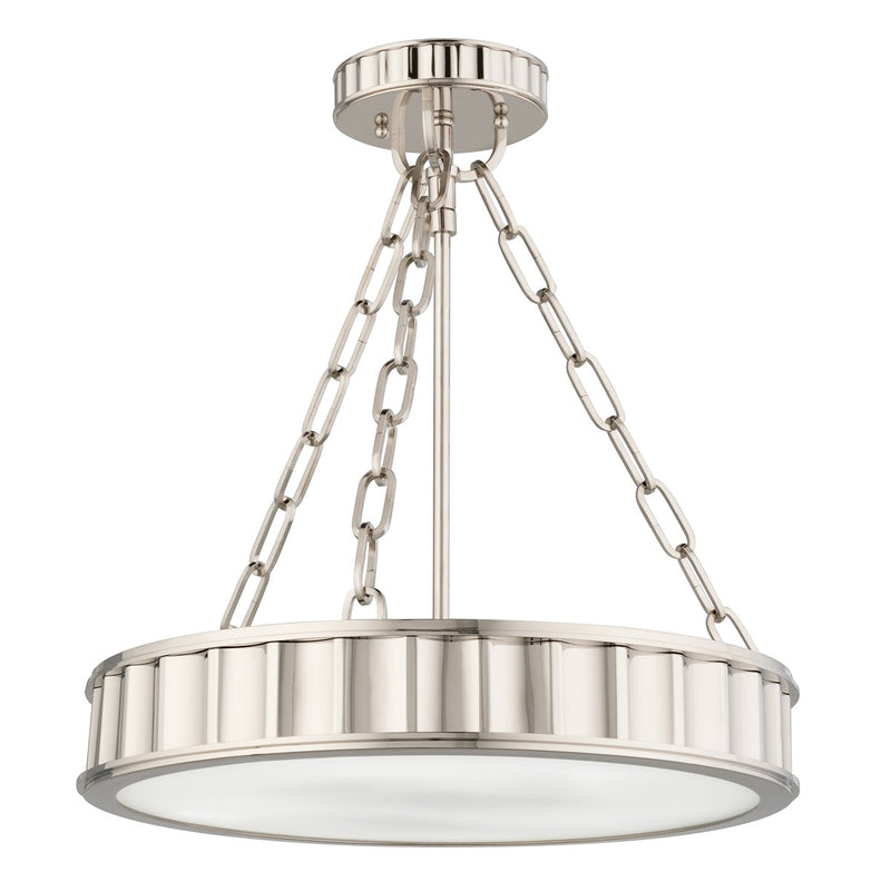Hudson Valley 901-PN Three Light Semi Flush Mount, Polished Nickel