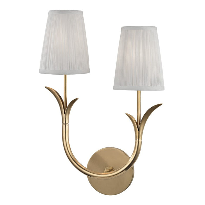 Hudson Valley 9402R-AGB Two Light Wall Sconce, Aged Brass