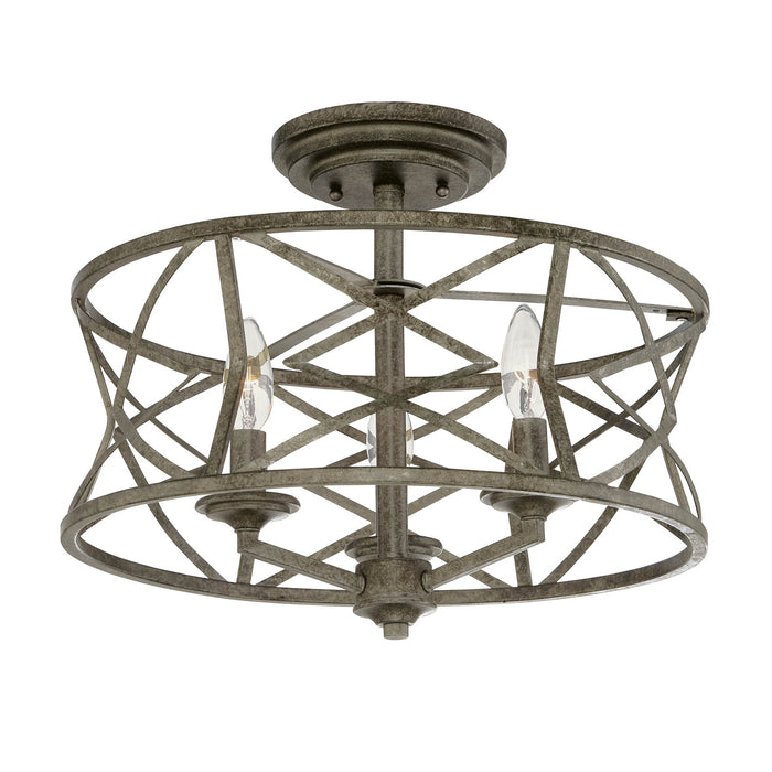 Millennium 2173-AS Three Light Semi-Flush Mount, Antique Silver