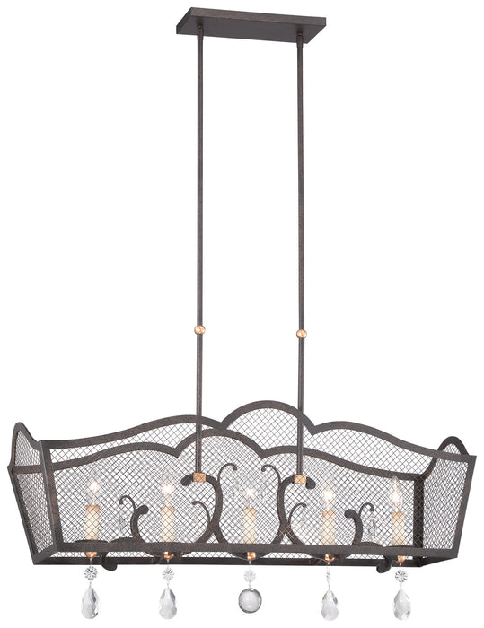 Metropolitan N7107-258B Five Light Island Pendant, French Bronze W/ Gold Highlights