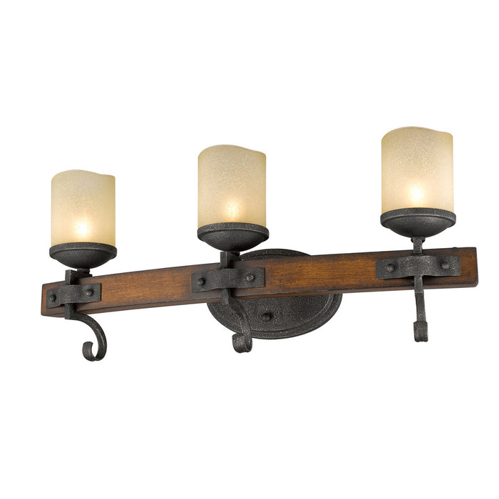 Golden 1821-BA3 BI Three Light Bath Vanity, Black Iron