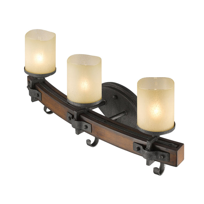Golden 1821-BA3 BI Three Light Bath Vanity, Black Iron