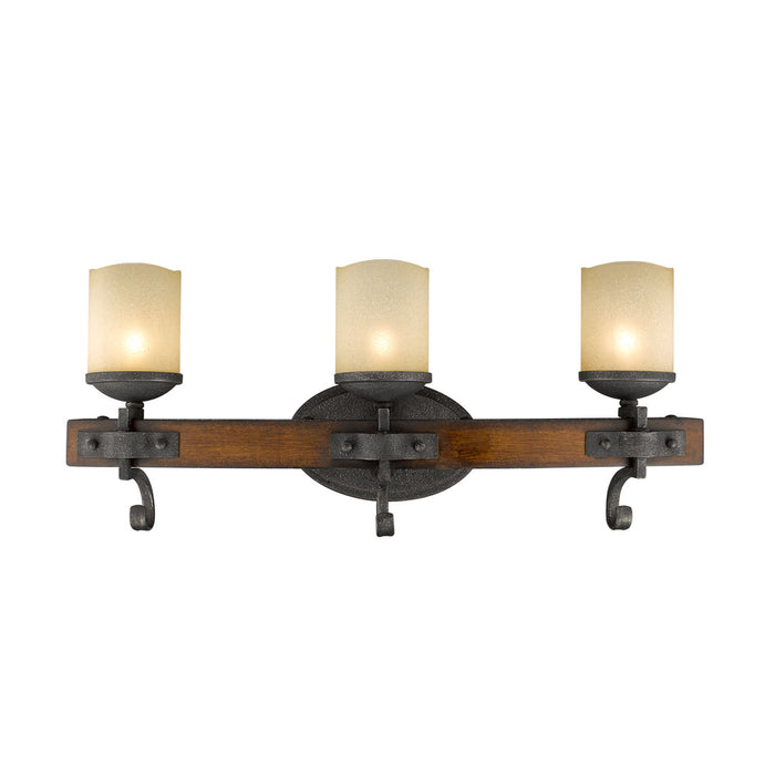 Golden 1821-BA3 BI Three Light Bath Vanity, Black Iron