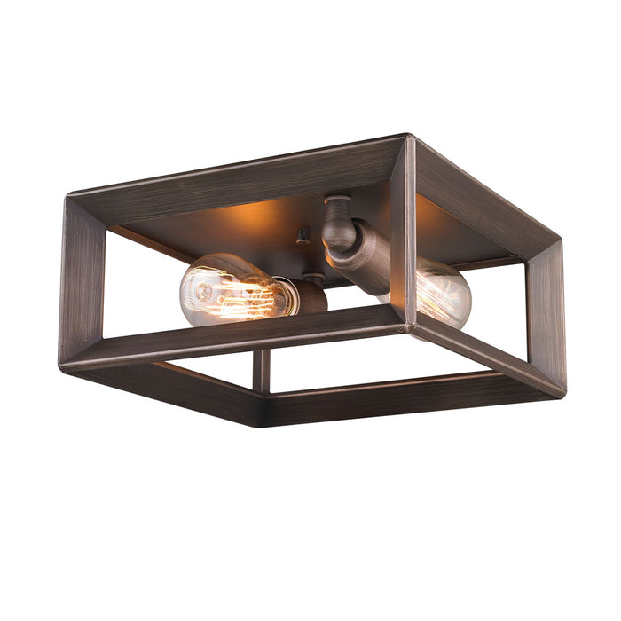 Golden 2073-FM GMT Two Light Flush Mount, Gunmetal Bronze