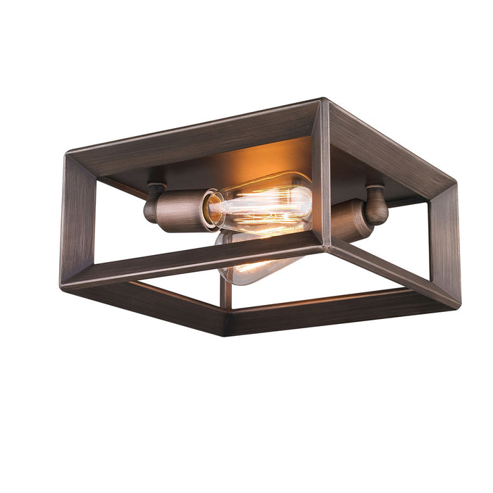 Golden 2073-FM GMT Two Light Flush Mount, Gunmetal Bronze