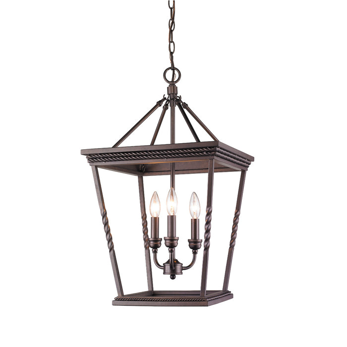 Golden 4214-3P EB Three Light Pendant, Etruscan Bronze