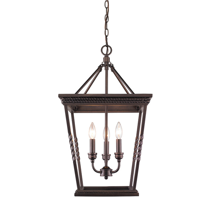 Golden 4214-3P EB Three Light Pendant, Etruscan Bronze