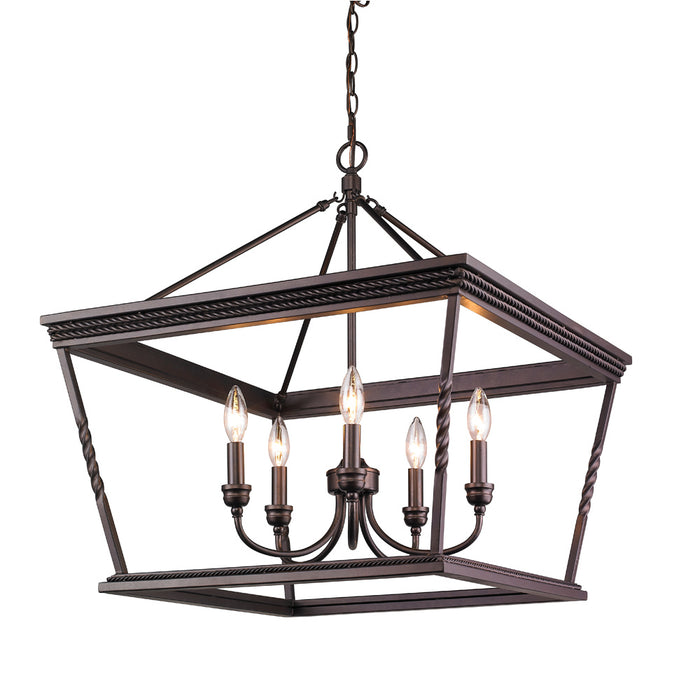 Golden 4214-5 EB Five Light Chandelier, Etruscan Bronze