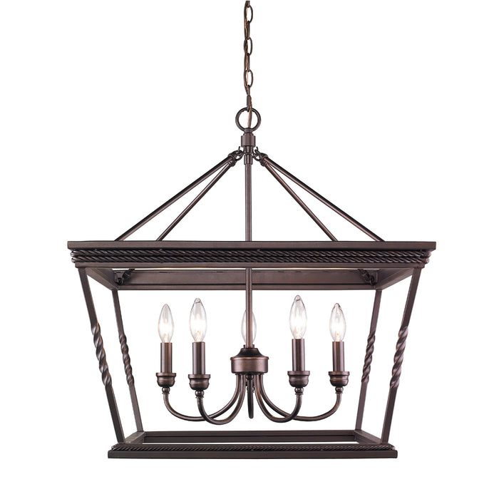 Golden 4214-5 EB Five Light Chandelier, Etruscan Bronze