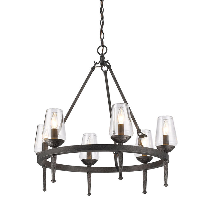 Golden 1208-6 DNI Six Light Chandelier, Dark Natural Iron