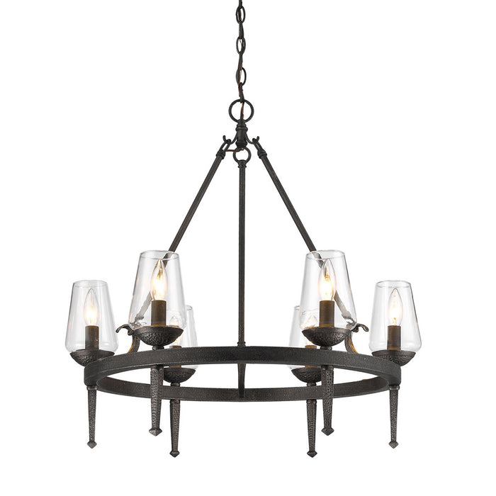 Golden 1208-6 DNI Six Light Chandelier, Dark Natural Iron