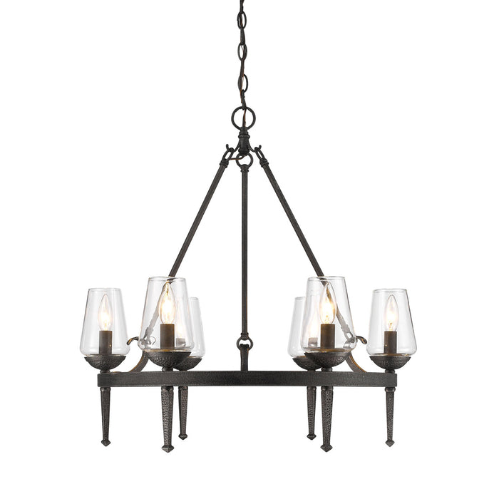 Golden 1208-6 DNI Six Light Chandelier, Dark Natural Iron